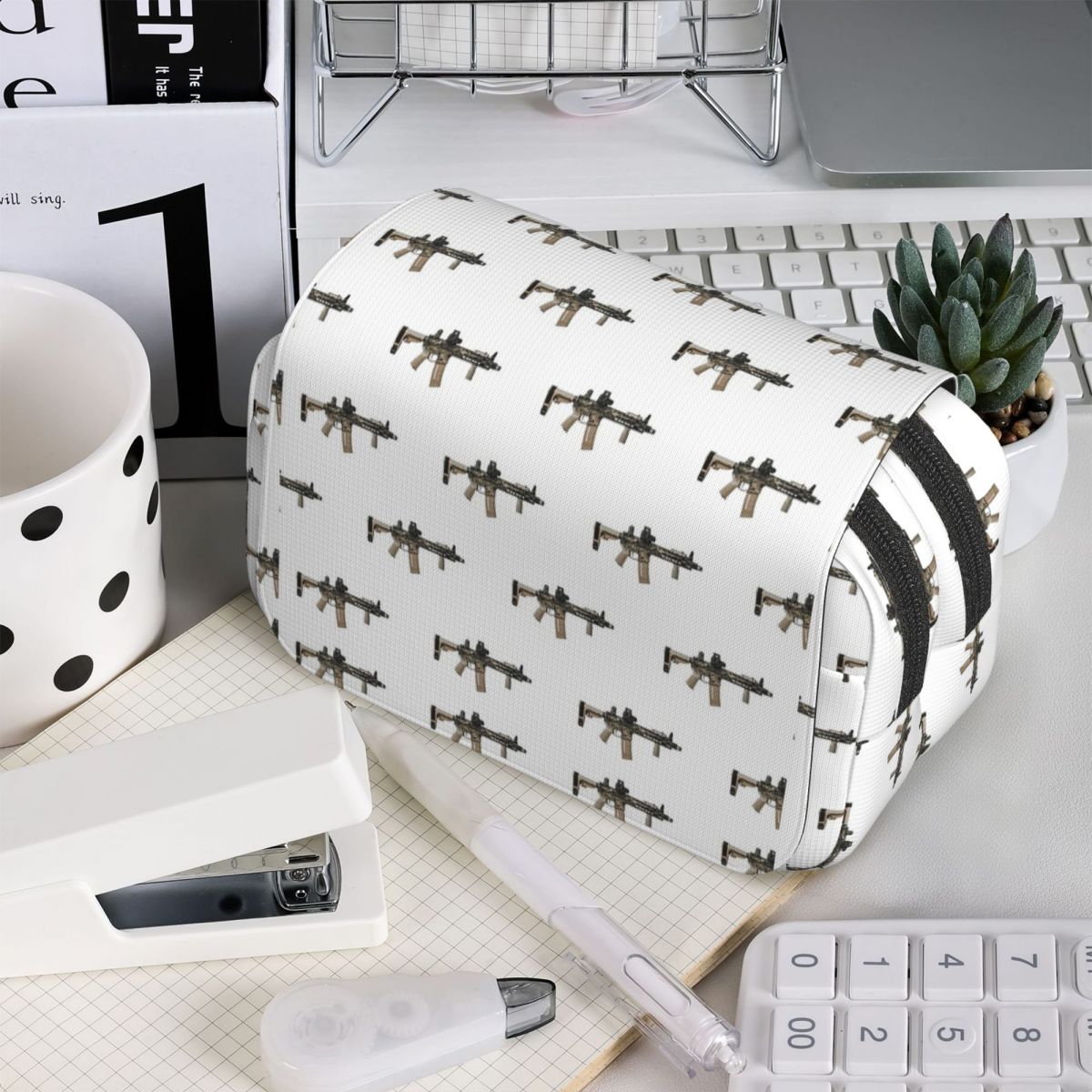 AR-15 Tan Camo Gun – Weißes Fe – Tan Stationery & Office Supply Bewertung und Preis