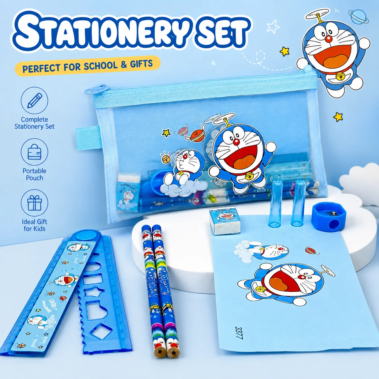 Niedliches blaues Cartoon-Katz – Stationery Supplier Bewertung und Preis